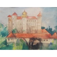 Jan Świderski, Zamek w Wiśniczu. Akwarela. 